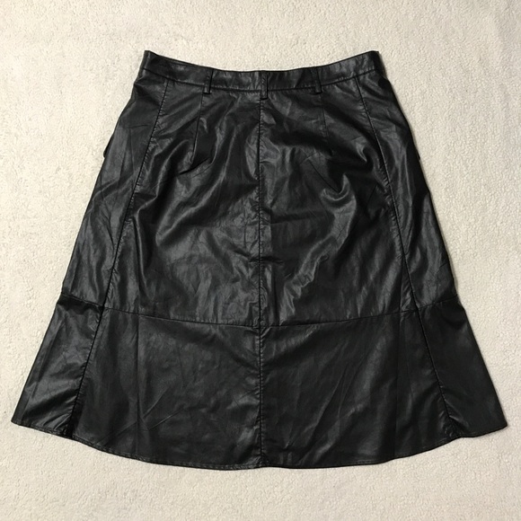 Banana Republic Faux Leather Midi Skirt Pockets A Line Size 16 - Picture 13 of 15